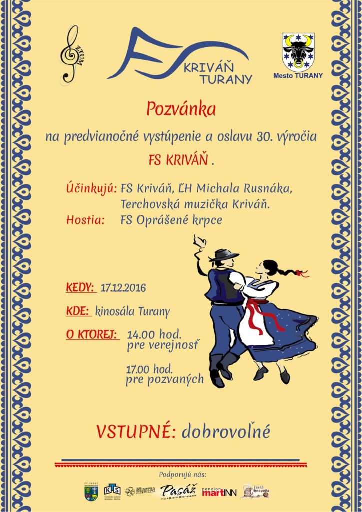 , 30. výročie založenia Folklórneho súboru Kriváň z Turian