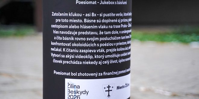 , V Parku Ľudovíta Štúra v Žiline pribudol prvý Poesiomat na Slovensku