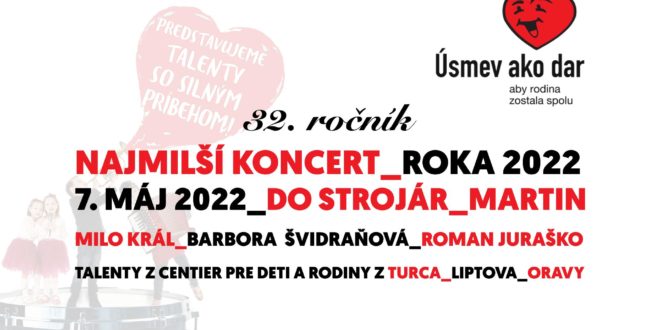 Najmilší koncert roka, Najmilší koncert roka 2022 predstaví Martinčanom talenty s veľkým príbehom!